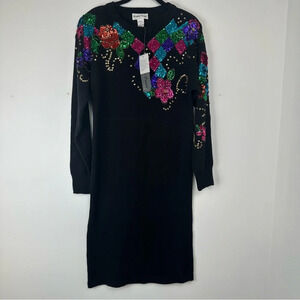 Bonnie Evans Women’s Sweater Dress Size Medium Dead Stock Sequin Vintage